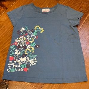 HANNA ANDERSSON 110 Blue Floral Appliqué T-Shirt Tee
